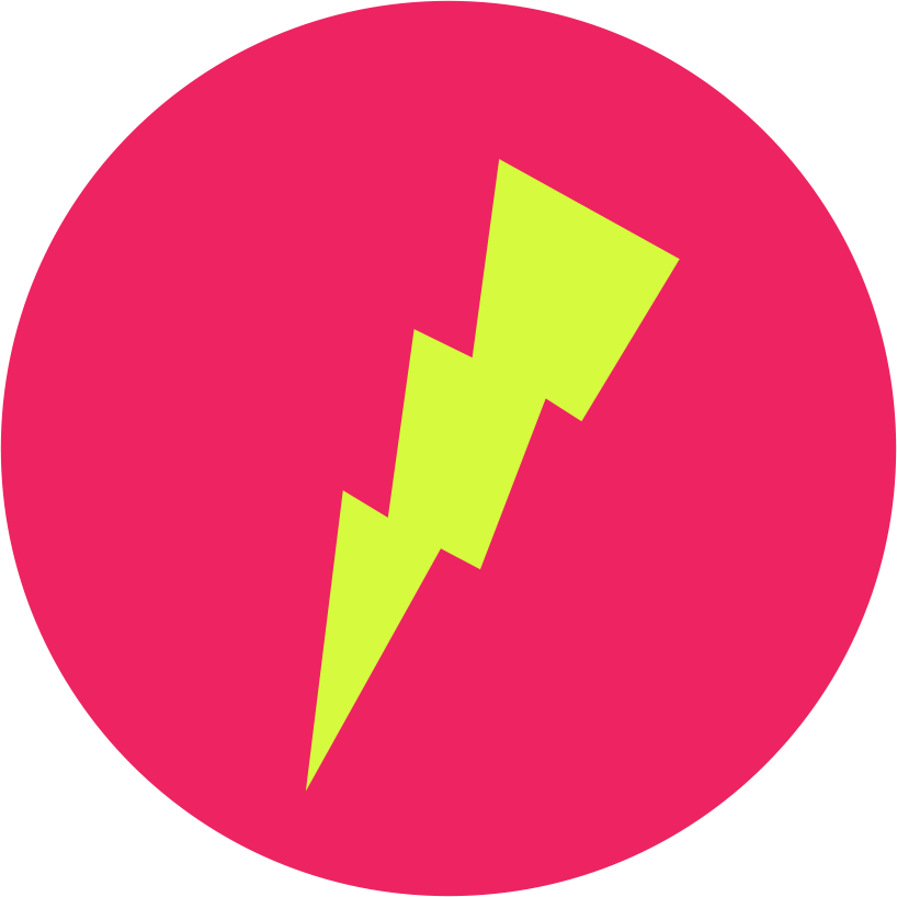 Ein neongelber Blitz steht auf einem rotem Kreis als eine Art Warn-Signal