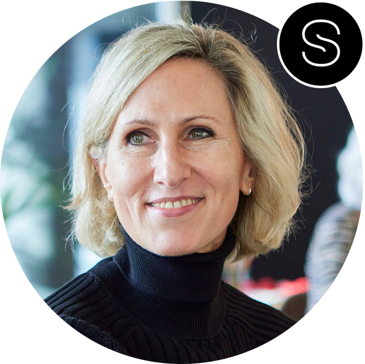 Portrait-Foto von Stefani Rohrbeck in Kreisform und ihrem Logo im rechten oberen Bereich